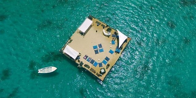 Floating beach on the sea